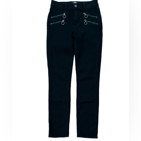 Paige Edgemont Double Zipper Mid-Rise Skinny Jeans, Black, Size 26 - Picture 4 of 12